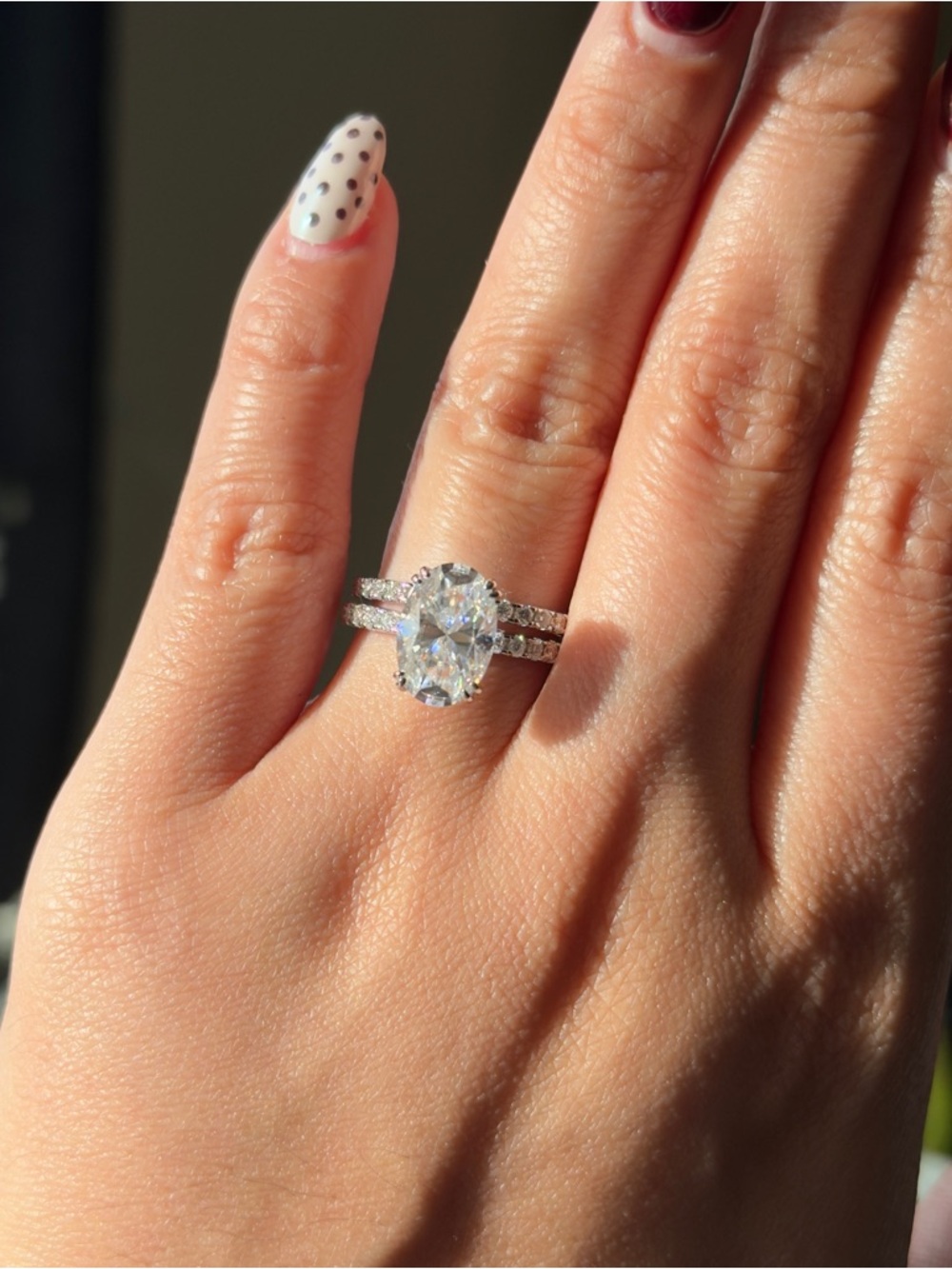 7.18cttw oval cut full vvs1 real moissanite eternity promise set sz 7